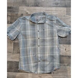 Carhartt Men Medium Shirt Plaid Button Down Short‎ Sleeve Collared